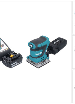 Makita DBO 484 RF1 cordless orbital sander 18 V 112 x 102 mm + 1x rechargeable battery 3.0 Ah + charger