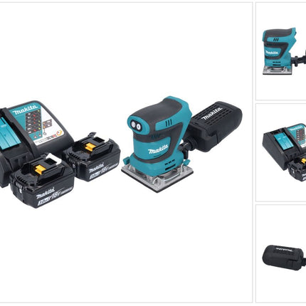 Makita DBO 484 RF Akku Schwingschleifer 18 V 112 x 102 mm + 2x Akku 3,0 Ah + Ladegerät
