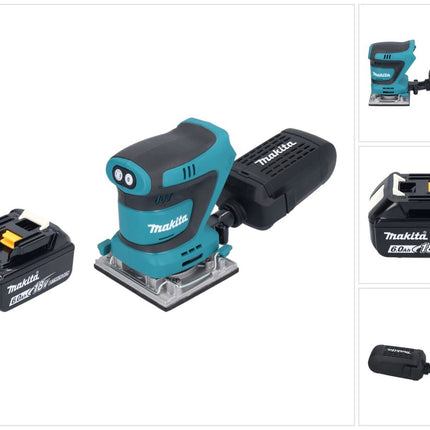 Makita DBO 484 G1 Akku Schwingschleifer 18 V 112 x 102 mm + 1x Akku 6,0 Ah - ohne Ladegerät