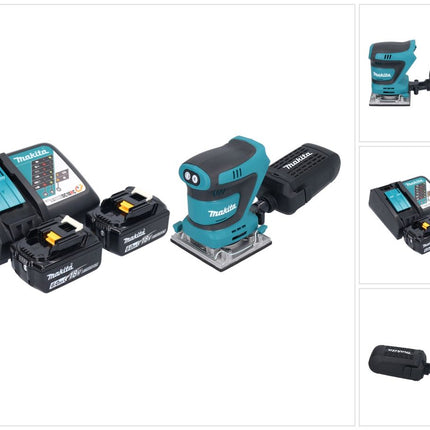 Makita DBO 484 RG Akku Schwingschleifer 18 V 112 x 102 mm + 2x Akku 6,0 Ah + Ladegerät