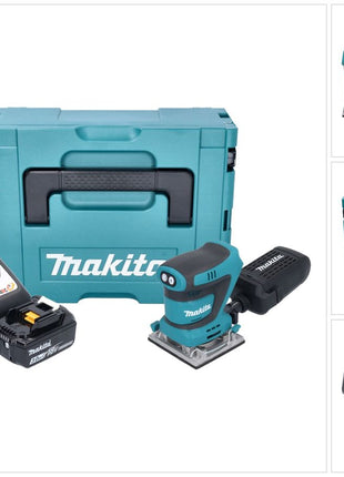 Makita DBO 484 RF1J Cordless orbital sander 18 V 112 x 102 mm + 1x rechargeable battery 3.0 Ah + charger + Makpac