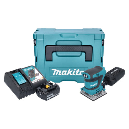 Makita DBO 484 RF1J Cordless orbital sander 18 V 112 x 102 mm + 1x rechargeable battery 3.0 Ah + charger + Makpac