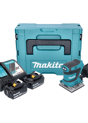 Makita DBO 484 RFJ levigatrice orbitale a batteria 18 V 112 x 102 mm + 2x batteria 3,0 Ah + caricabatterie + Makpac