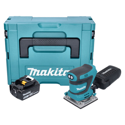 Makita DBO 484 T1J Cordless orbital sander 18 V 112 x 102 mm + 1x rechargeable battery 5.0 Ah + Makpac - without charger