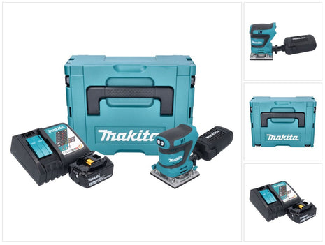Makita DBO 484 RT1J Cordless orbital sander 18 V 112 x 102 mm + 1x rechargeable battery 5.0 Ah + charger + Makpac