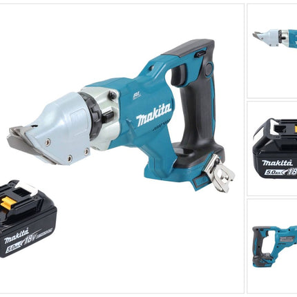Cizalla para chapa sin cable Makita DJS 200 T1 18 V 2,0 mm sin escobillas + 1x batería recargable 5,0 Ah - sin cargador