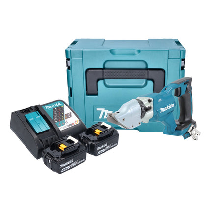 Makita DJS 200 RMJ cizalla de chapa sin cable 18 V 2,0 mm sin escobillas + 2x batería 4,0 Ah + cargador + Makpac