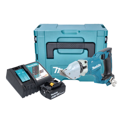 Makita DJS 200 RT1J tijeras de chapa sin cable 18 V 2,0 mm sin escobillas + 1x batería recargable 5,0 Ah + cargador + Makpac