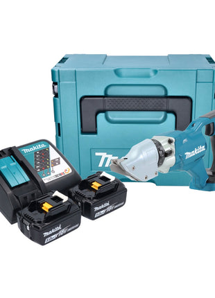 Makita DJS 200 RTJ cesoie a batteria 18 V 2,0 mm brushless + 2x batteria 5,0 Ah + caricabatterie + makpac