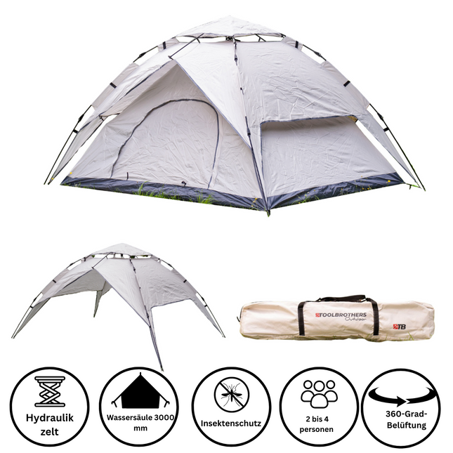 Toolbrothers Tienda de campaña al aire libre para 2-4 personas Cúpula Carpa Hidráulica Carpa Pop-Up Impermeable, 2000-3000 mm columna de agua
