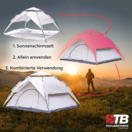 Toolbrothers Tienda de campaña al aire libre para 2-4 personas Cúpula Carpa Hidráulica Carpa Pop-Up Impermeable, 2000-3000 mm columna de agua