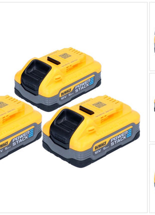 DeWalt DCBP 518 H3 battery set 3x Powerstack battery 18 V 5.0 Ah / 5000 mAh XR Li-Ion - with charge level indicator