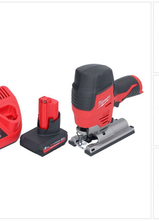 Sierra de calar a batería Milwaukee M12 JS-501 12 V + 1x batería 5,0 Ah + cargador