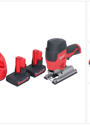 Milwaukee M12 JS-502 Akku Stichsäge 12 V + 2x Akku 5,0 Ah + Ladegerät