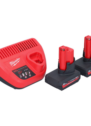 Milwaukee M12 JS-502 Akku Stichsäge 12 V + 2x Akku 5,0 Ah + Ladegerät