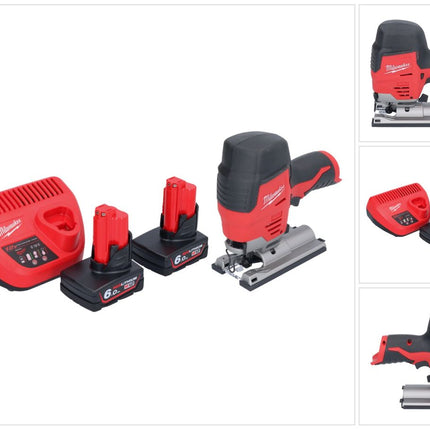 Milwaukee M12 JS-602 Akku Stichsäge 12 V + 2x Akku 6,0 Ah + Ladegerät