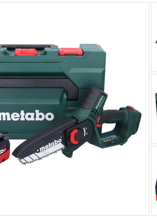 Metabo MS 18 LTX 15 Trononneuse sans fil 18 V 15 cm 5 m/s + 1x accu 5,5 Ah + metaBOX - sans kit de chargement