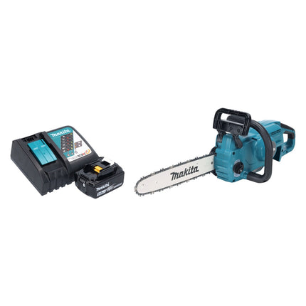 Motosierra a batería Makita DUC 357 RTX2 18 V 35 cm 7,7 m/s sin escobillas + 1x batería 5,0 Ah + cargador