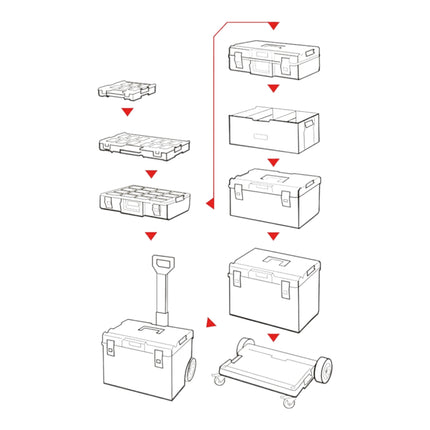 Qbrick System ONE Transport Platform stackable 745 x 510 x 180 mm with metal swivel wheels and brake