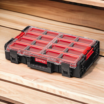 Qbrick System ONE Organiser XL 2.0 Long Bin stackable 582 x 387 x 131 mm 13.5 l IP66 with 4 inlays and 12 dividers