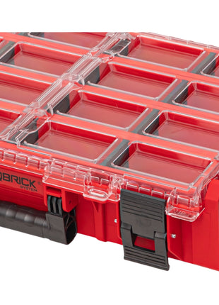 Qbrick System ONE Organiser XL 2.0 Long Bin RED ULTRA HD Custom stackable 582 x 387 x 131 mm 13.5 l IP66 with 4 inlays and 12 dividers