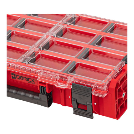 Qbrick System ONE Organiser XL 2.0 Long Bin RED ULTRA HD Custom stackable 582 x 387 x 131 mm 13.5 l IP66 with 4 inlays and 12 dividers