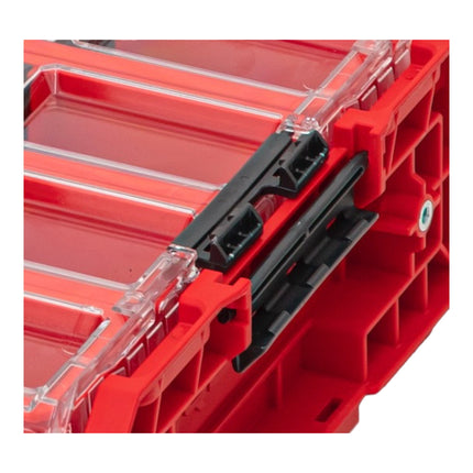 Qbrick System ONE Organiser XL 2.0 Long Bin RED ULTRA HD Custom stackable 582 x 387 x 131 mm 13.5 l IP66 with 4 inlays and 12 dividers