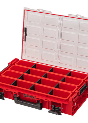 Qbrick System ONE Organiser XL 2.0 Long Bin RED ULTRA HD Custom stackable 582 x 387 x 131 mm 13.5 l IP66 with 4 inlays and 12 dividers