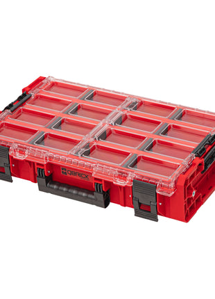 Qbrick System ONE Organiser XL 2.0 Long Bin RED ULTRA HD Custom stackable 582 x 387 x 131 mm 13.5 l IP66 with 4 inlays and 12 dividers