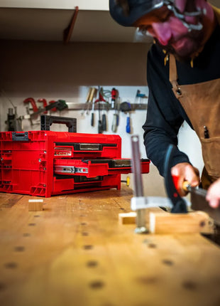 Qbrick System PRO Drawer 3 Toolbox 2.0 Expert RED ULTRA HD Maleta de herramientas 450 x 310 x 244 mm 13,5 l apilable IP54 con 3 cajones