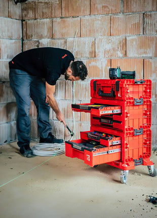 Qbrick System PRO Drawer 3 Toolbox 2.0 Expert RED ULTRA HD Maleta de herramientas 450 x 310 x 244 mm 13,5 l apilable IP54 con 3 cajones