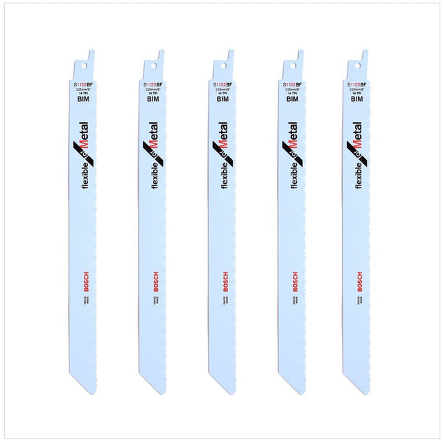 Bosch 5 Säbelsägeblätter 225 mm Flexible for Metal S 1122 BF / S1122BF ( 2608656019 ) - Toolbrothers