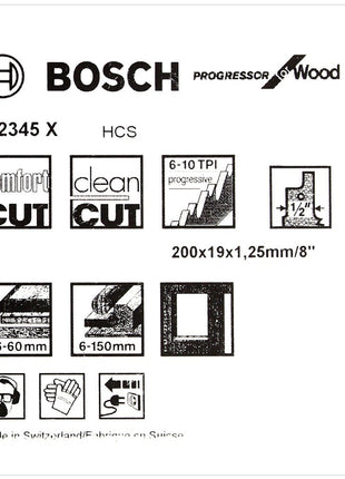 Bosch 5 Säbelsägeblätter 200 mm Progressor for Wood S 2345 X / S2345X ( 2608654404 ) - Toolbrothers