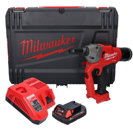 Milwaukee M18 ONEFPRT-201X remachadora ciega a batería 18 V 20 kN sin escobillas + 1x batería 2.0 Ah + cargador + caja HD