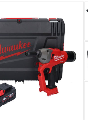 Rivettatrice cieca a batteria Milwaukee M18 ONEFPRT-401X 18 V 20 kN brushless + 1x batteria 4,0 Ah + scatola HD - senza caricabatterie