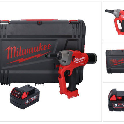 Milwaukee M18 ONEFPRT-501X cordless blind riveter 18 V 20 kN brushless + 1x battery 5.0 Ah + HD box - without charger