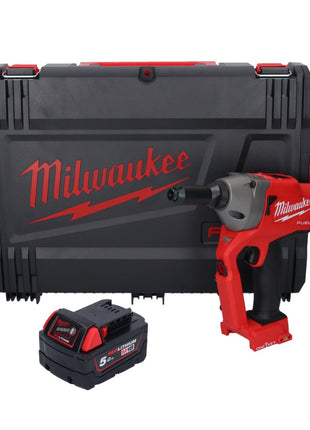 Rivettatrice cieca a batteria Milwaukee M18 ONEFPRT-501X 18 V 20 kN brushless + 1x batteria 5,0 Ah + scatola HD - senza caricabatterie