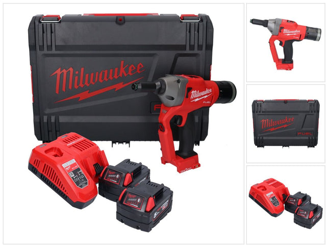 Milwaukee M18 ONEFPRT-502X outil de rivetage sans fil 18 V 20 kN Brushless + 2x batterie 5,0 Ah + chargeur + HD box