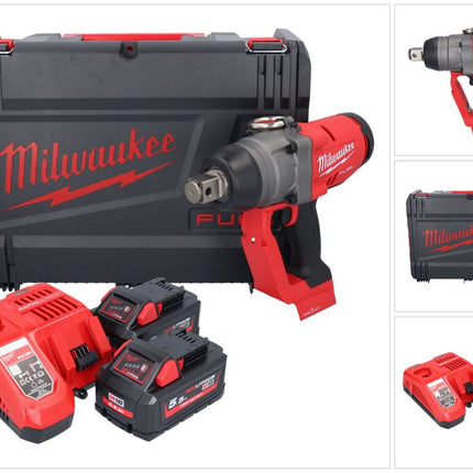 Llave de impacto inalámbrica Milwaukee M18 ONEFHIWF1-552X 18 V 2033 Nm 1″ sin escobillas + 2x batería 5,5 Ah + cargador + caja HD