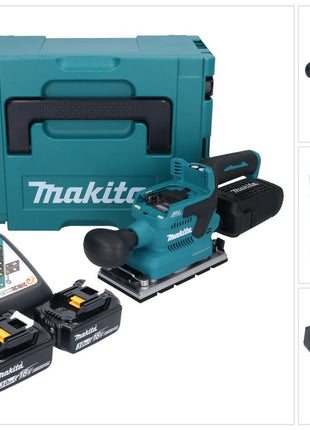 Makita DBO 381 RFJU Akumulatorowa szlifierka oscylacyjna 18 V 93 x 185 mm bezszczotkowa + 2x akumulator 3,0 Ah + ładowarka + Makpac