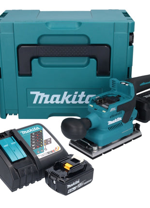 Makita DBO 381 RG1JU Akumulatorowa szlifierka oscylacyjna 18 V 93 x 185 mm bezszczotkowa + 1x akumulator 6,0 Ah + ładowarka + Makpac