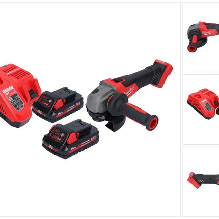 Amoladora angular a batería Milwaukee M18 FSAG125X-302 18 V 125 mm sin escobillas + 2x baterías 3,0 Ah + cargador
