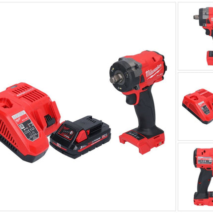 Llave de impacto a batería Milwaukee M18 FIW2F12-301 18 V 339 Nm 1/2" sin escobillas + 1x batería 3,0 Ah + cargador