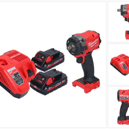 Llave de impacto a batería Milwaukee M18 FIW2F12-302 18 V 339 Nm 1/2" sin escobillas + 2x baterías 3,0 Ah + cargador