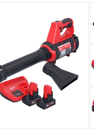 Milwaukee M12 BBL-402 Akku Gebläse 12 V + 2x Akku 4,0 Ah + Ladegerät