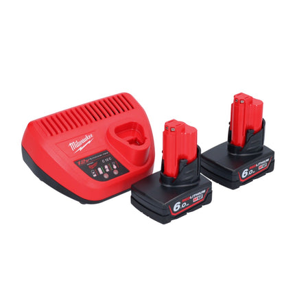Sierra de cinta a batería Milwaukee M12 BS-602 12 V 41 x 41 mm + 2x baterías 6,0 Ah + cargador