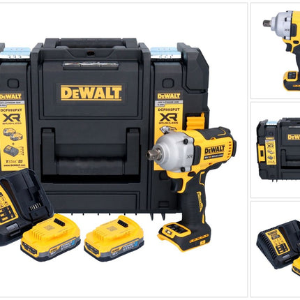 Llave de impacto a batería DeWalt DCF 892 E2T 18 V 813 Nm 1/2" sin escobillas + 2x batería 1,7 Ah + cargador + TSTAK