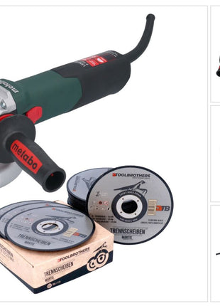 Metabo WE 15-125 Quick angle grinder 1550 W 125 mm + 25x Toolbrothers MANTIS cutting disc