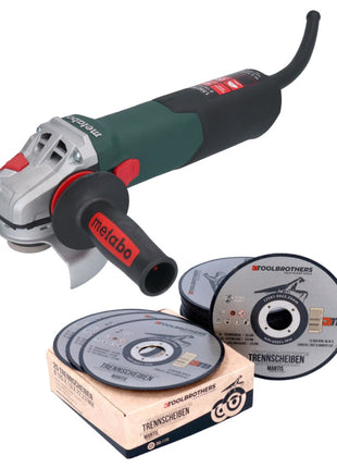 Metabo WE 15-125 Quick angle grinder 1550 W 125 mm + 25x Toolbrothers MANTIS cutting disc