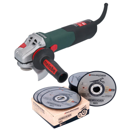Metabo WE 15-125 Quick angle grinder 1550 W 125 mm + 25x Toolbrothers MANTIS cutting disc